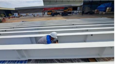 งานทาสีกันไฟคานเหล็กรูปพรรณ